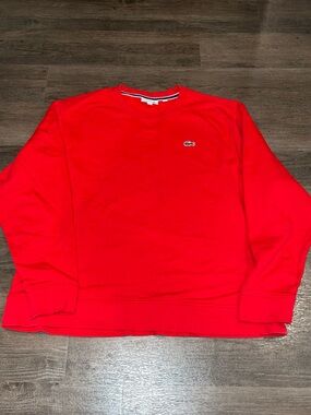 Lacoste Bright Red Crewneck Sweatshirt with Croc Logo